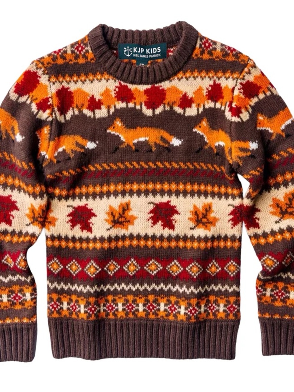 Kiel James Patrick Brown Fox Fair Isle Crewneck Sweater